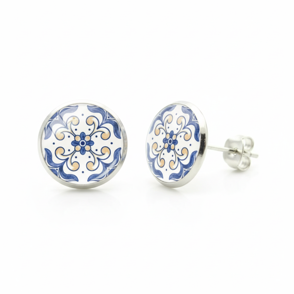 Boucles d’Oreilles Azulejos boutons - Luzia le-meilleur-du-portugal