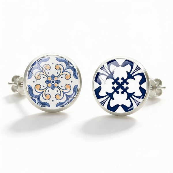Boucles d’Oreilles Azulejos boutons - Luzia le-meilleur-du-portugal