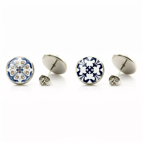 Boucles d’Oreilles Azulejos boutons - Luzia le-meilleur-du-portugal