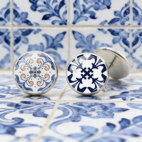 Boucles d’Oreilles Azulejos boutons - Luzia le-meilleur-du-portugal