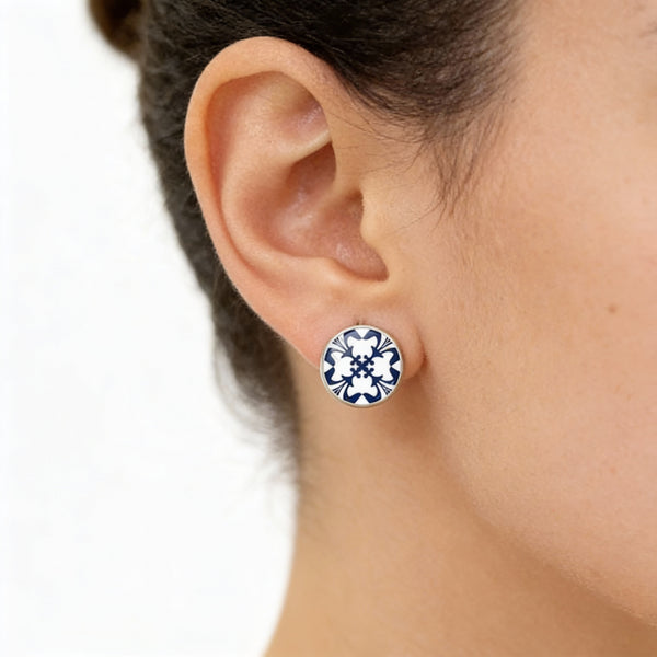 Boucles d’Oreilles Azulejos boutons - Luzia le-meilleur-du-portugal