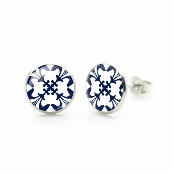 Boucles d’Oreilles Azulejos boutons - Luzia le-meilleur-du-portugal