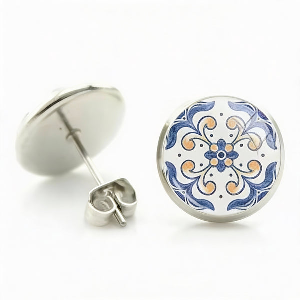 Boucles d’Oreilles Azulejos boutons - Luzia le-meilleur-du-portugal
