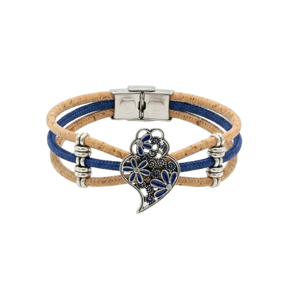 Bracelet en liège Coração de Viana bleu