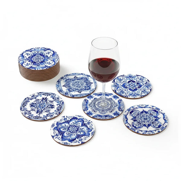 Set de 8 Dessous de Verre en Bois "Esprit Azulejos" le-meilleur-du-portugal