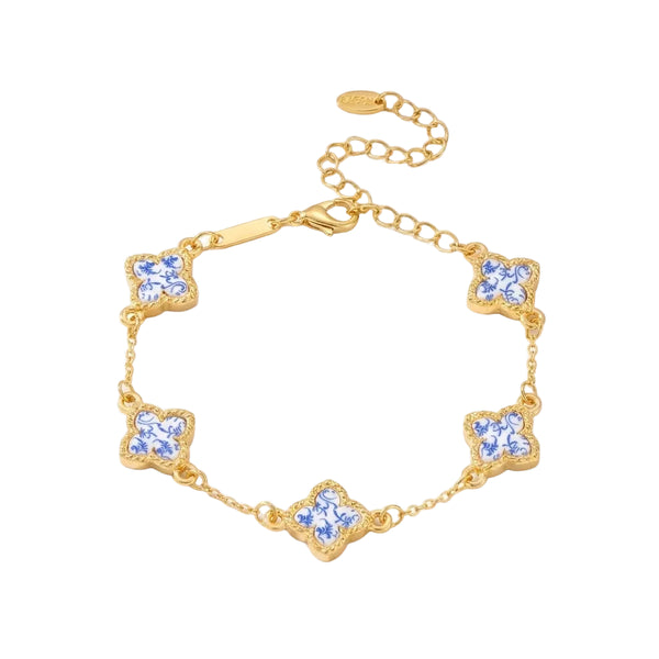 Bracelet Trèfles Azulejos Acier Inoxydable Doré | Luzia