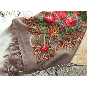 Foulard portugais flores marron - Le Meilleur du Portugal