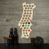 Carte murale des capsules de bières du Portugal en bois - Le Meilleur du Portugal